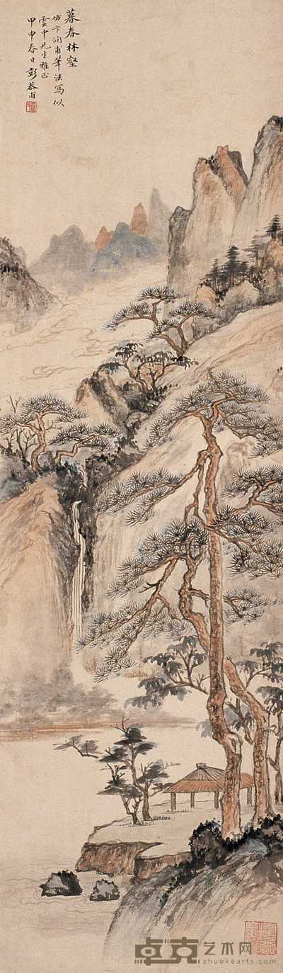 彭恭甫 暮春林壑图 轴 93×27cm